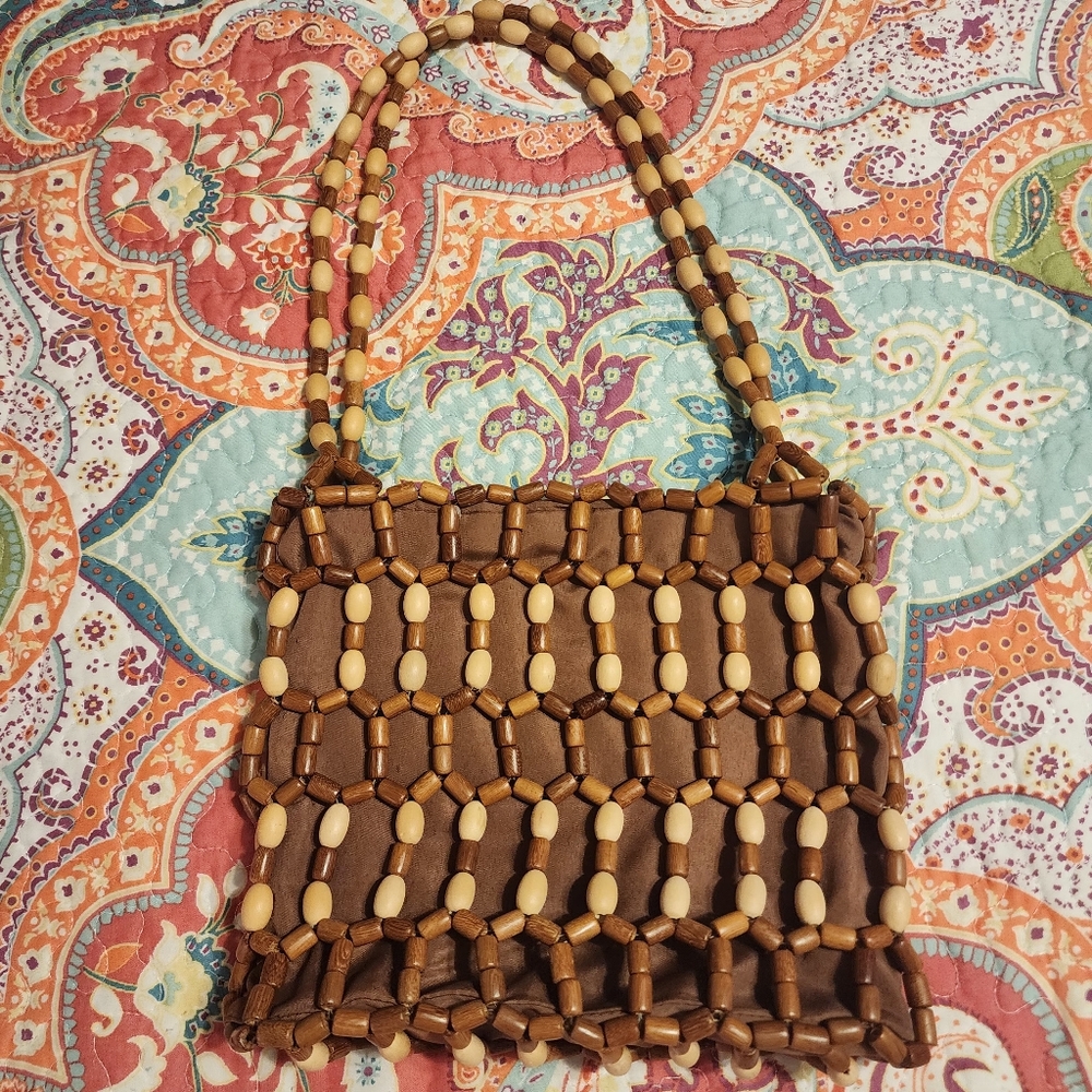 Wood Beaded Handbag